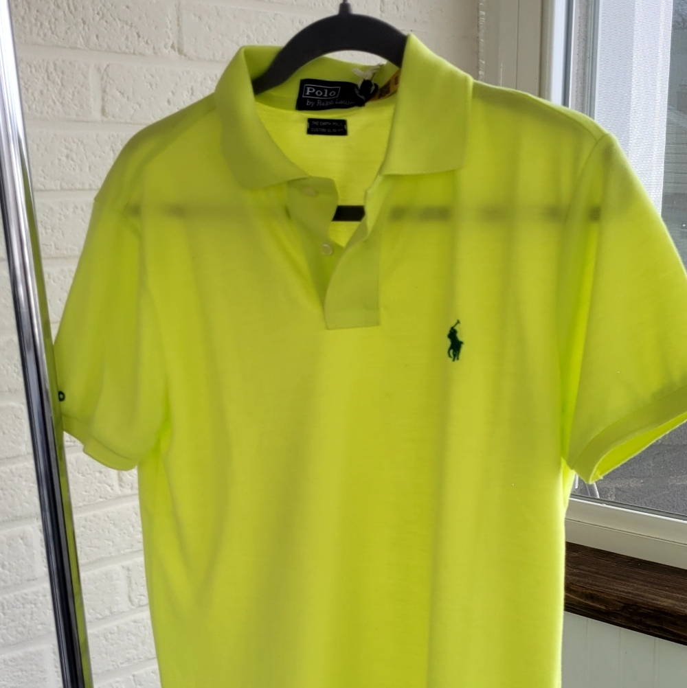 Ralph Lauren Neon Yellow Men's Polo with Green Pony